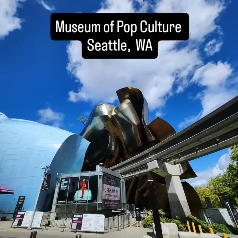 The futuristic Museum of Pop Culture building showcases the creative spirit found throughout Seattle Museums.