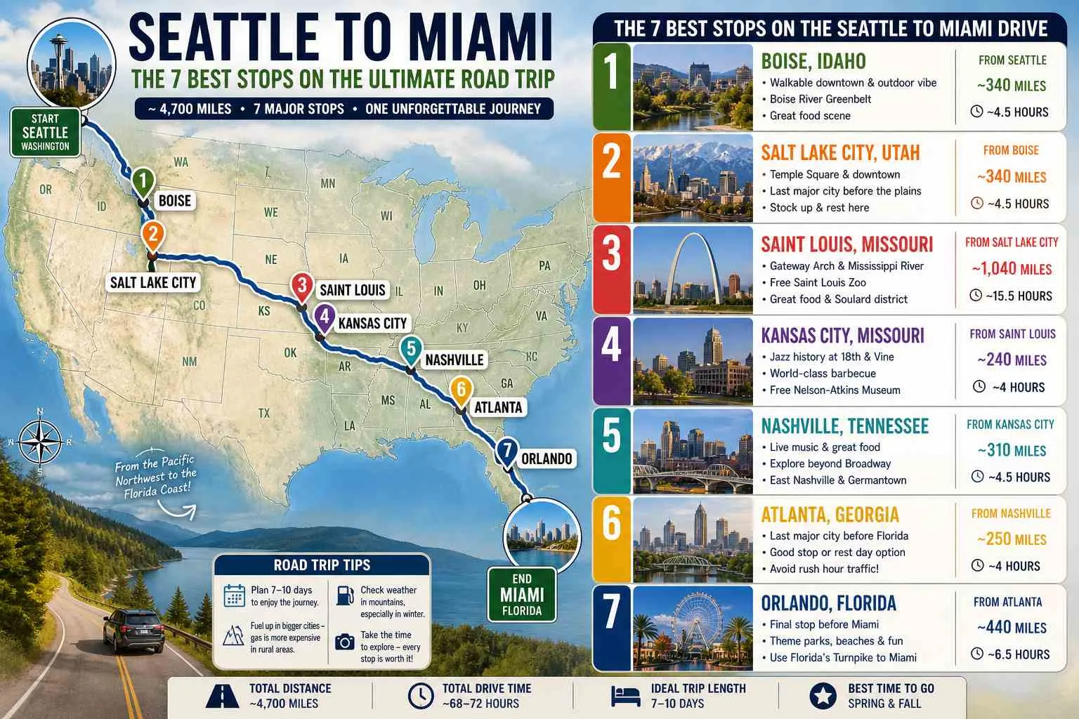Best Stops on the Seattle to Miami Drive