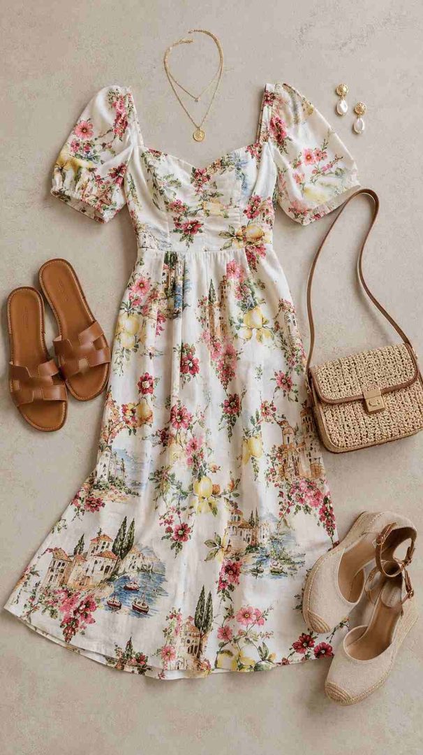 Printed Midi Dress