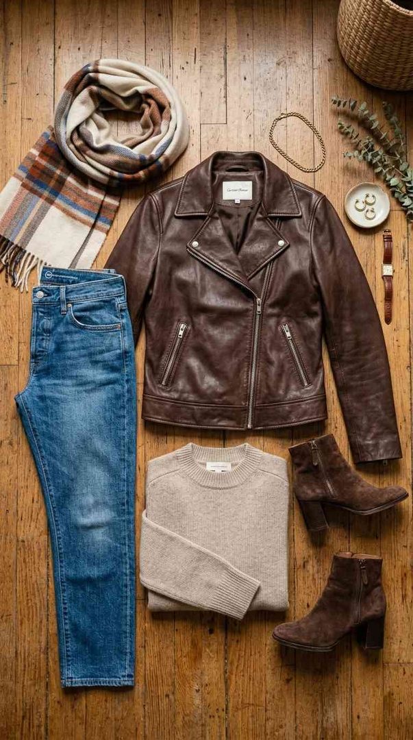 Chocolate Leather Jacket Outfit