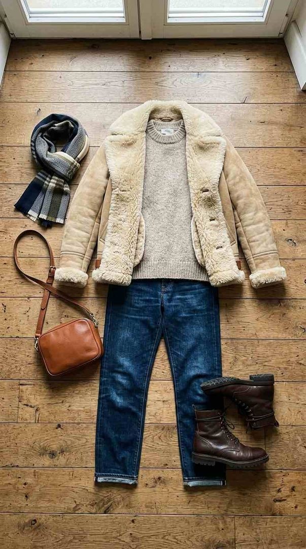 Shearling Jacket And Denim