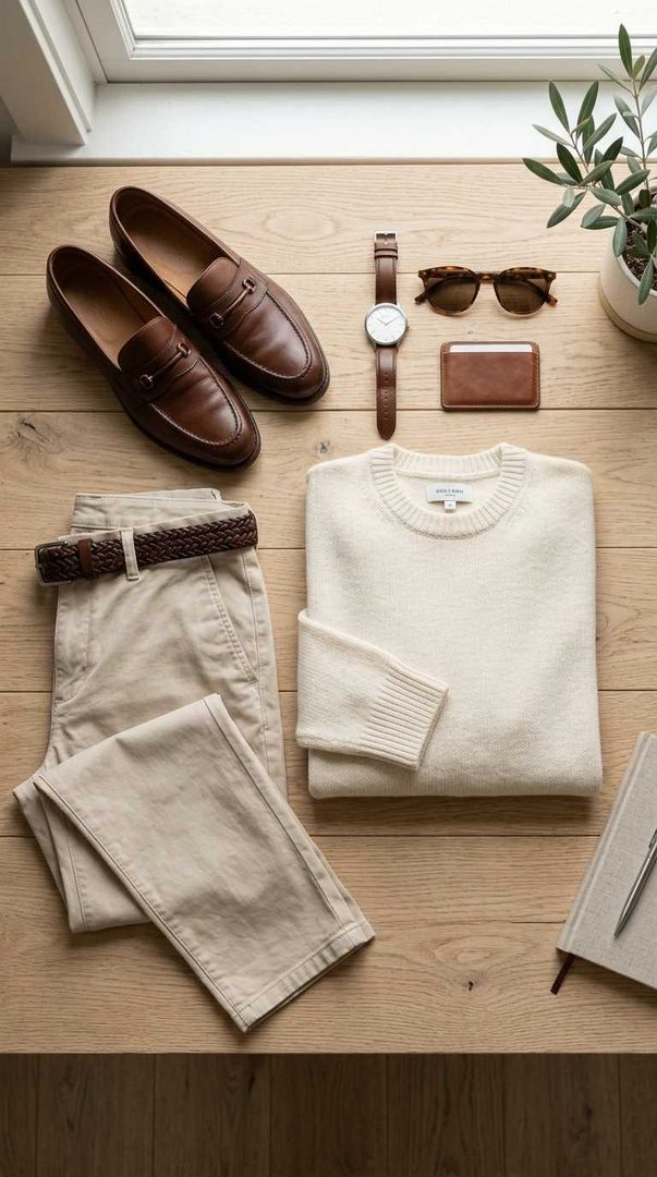 Cream Knit & Chinos