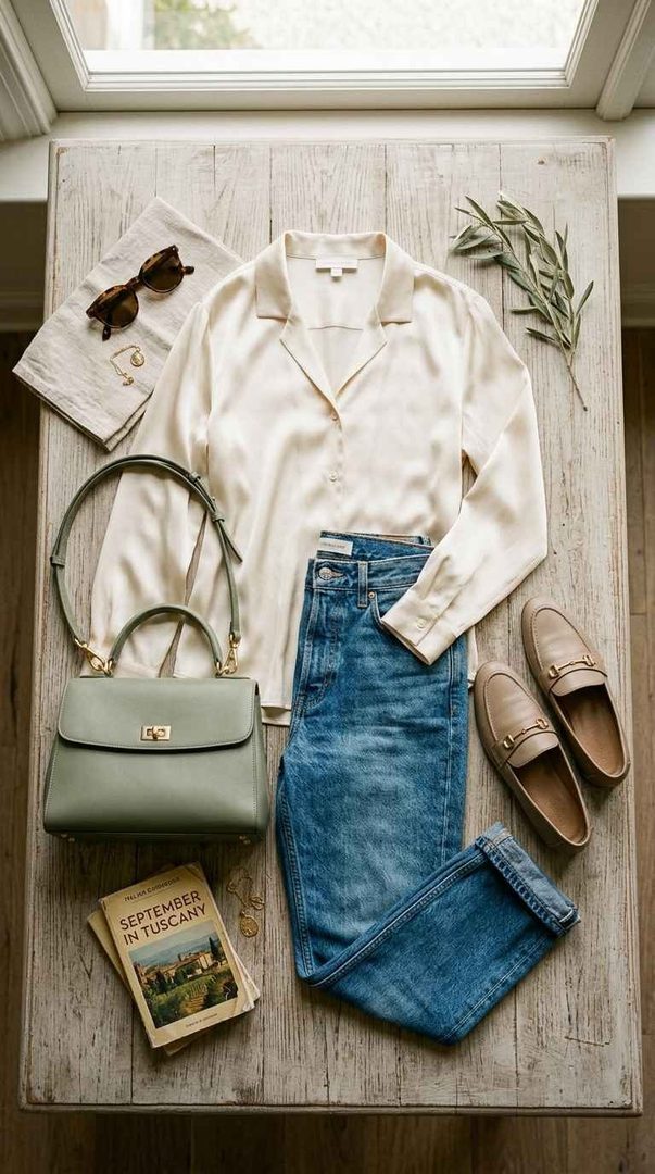 Silk Blouse And Jeans