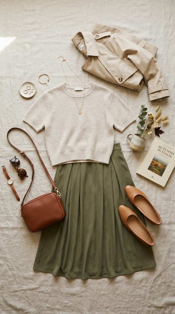 Cropped Knit And Skirt