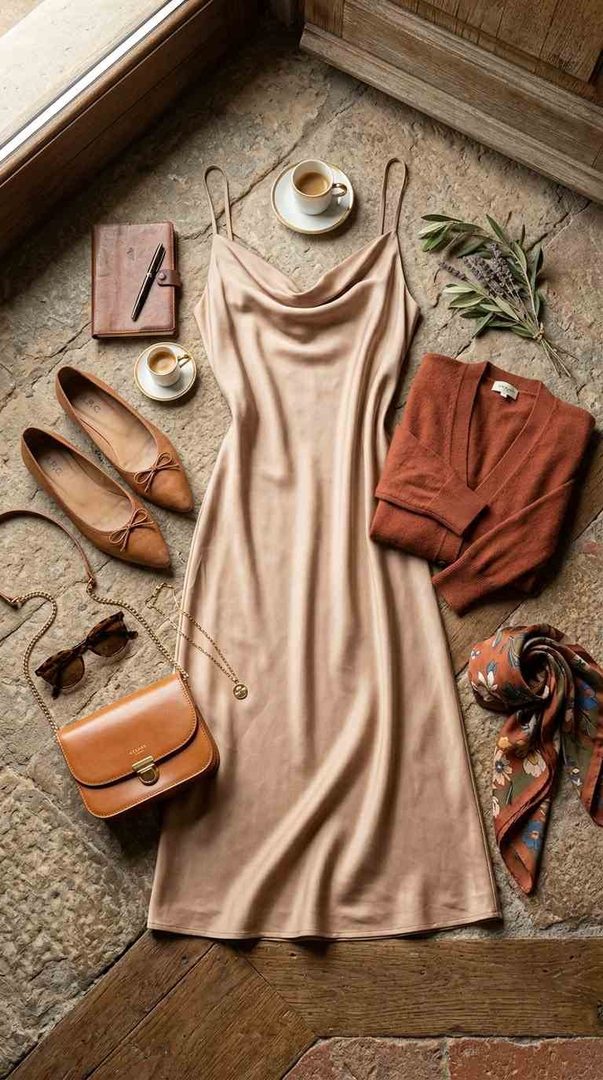 Slip Dress And Cardigan