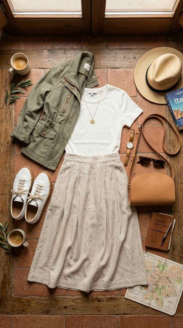Midi Skirt And Sneakers