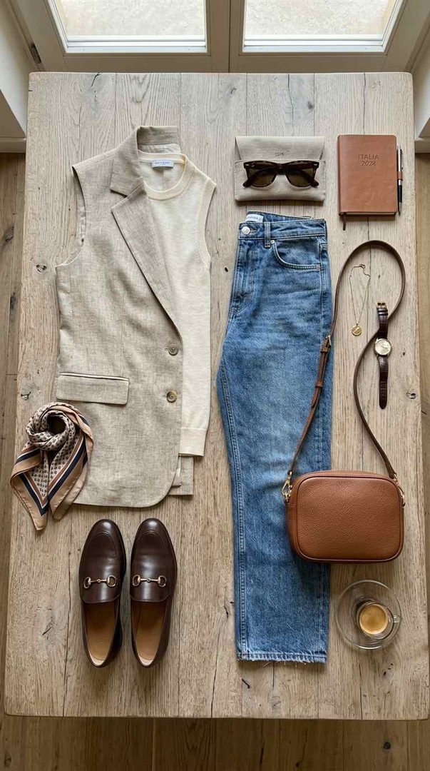 Sleeveless Vest And Jeans
