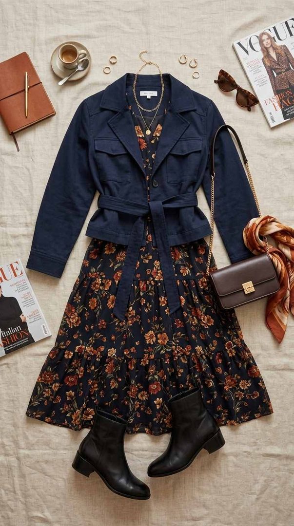 Cropped Jacket & Midi Dress