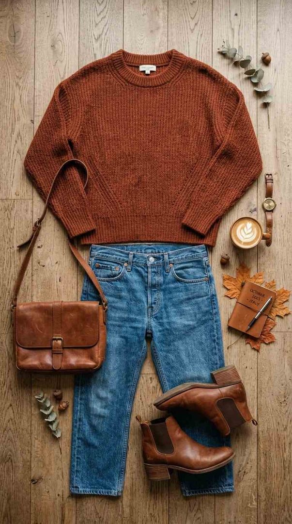 Rust Knit & Denim