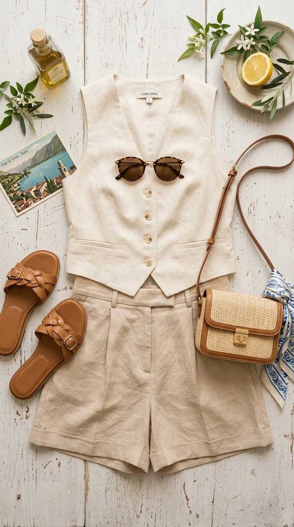 Linen Vest & Shorts
