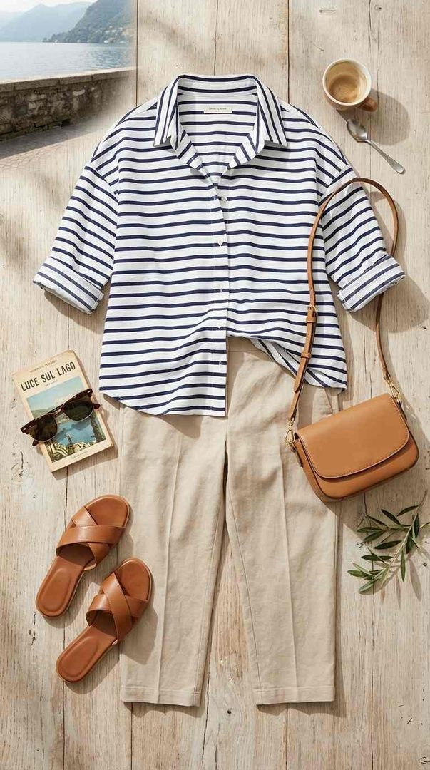 Striped Shirt & Capri Pants
