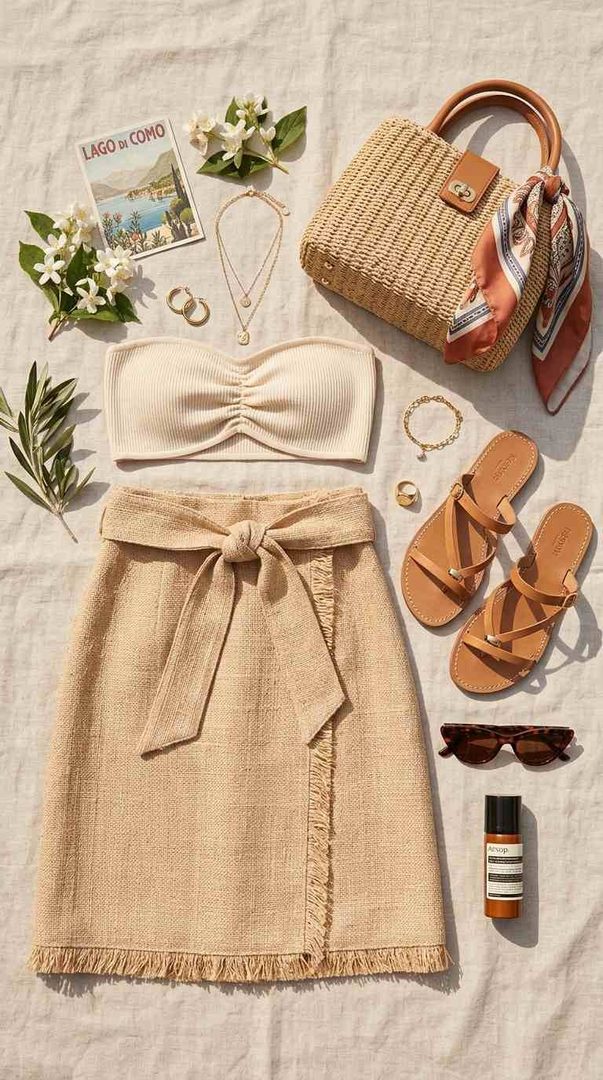 Raffia Skirt & Bandeau Top