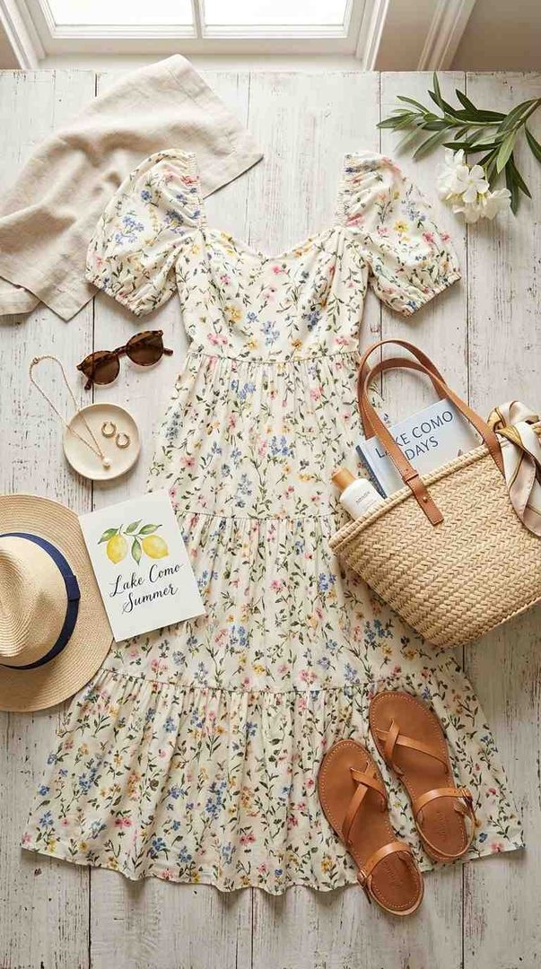 Floral Maxi Dress & Flat Sandals
