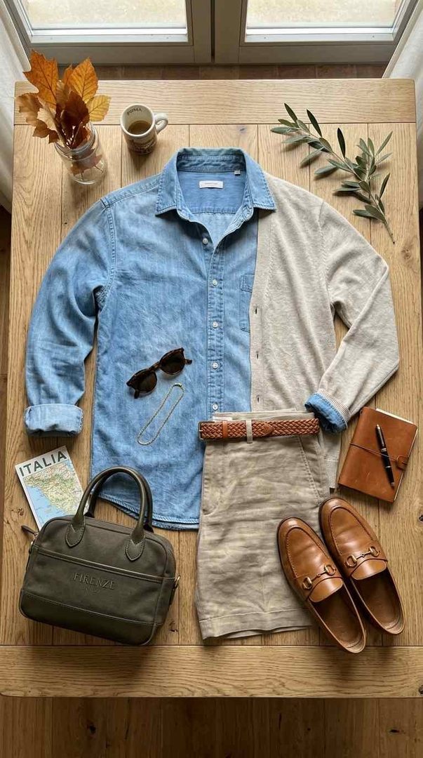 Denim Shirt & Tailored Shorts