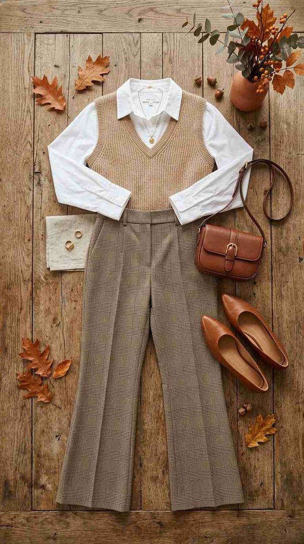 Knit Vest & Flared Trousers