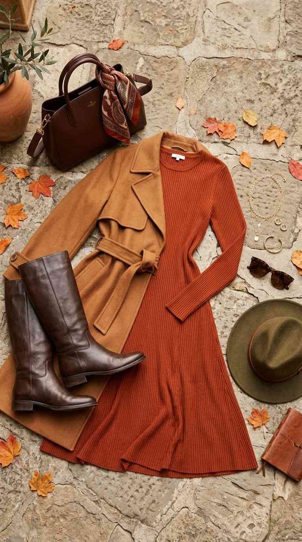 Midi Dress & Knee Boots