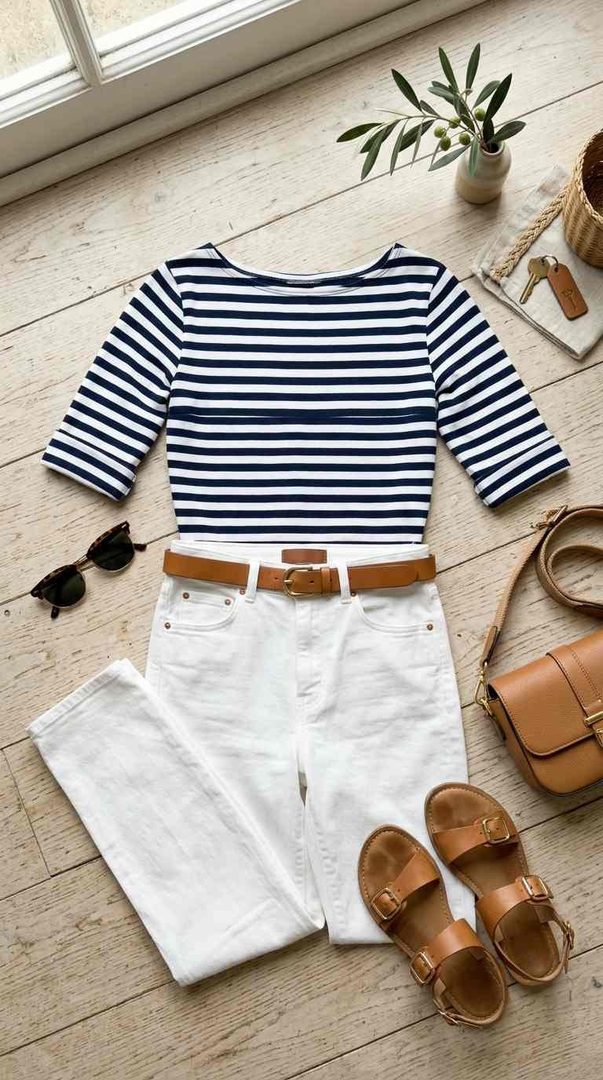 Striped Top & White Jeans