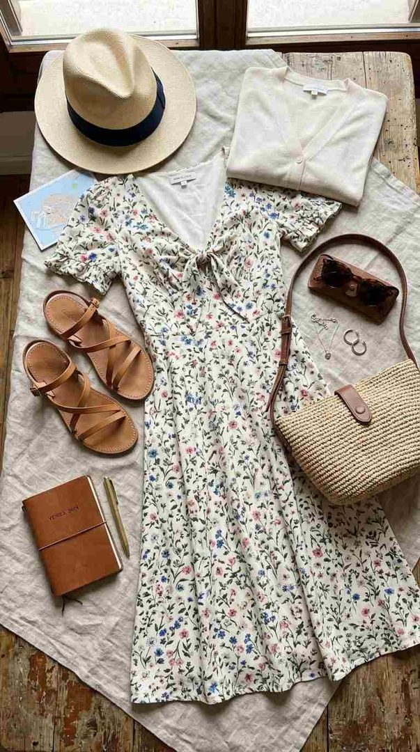 Floral Midi Dress & Sandals