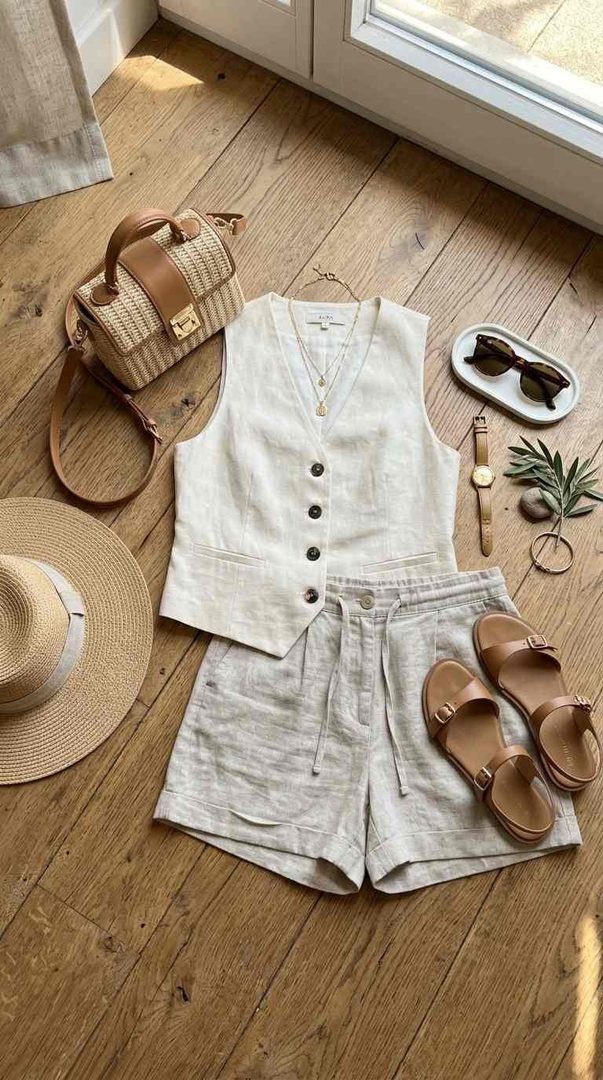Tailored Vest & Linen Shorts