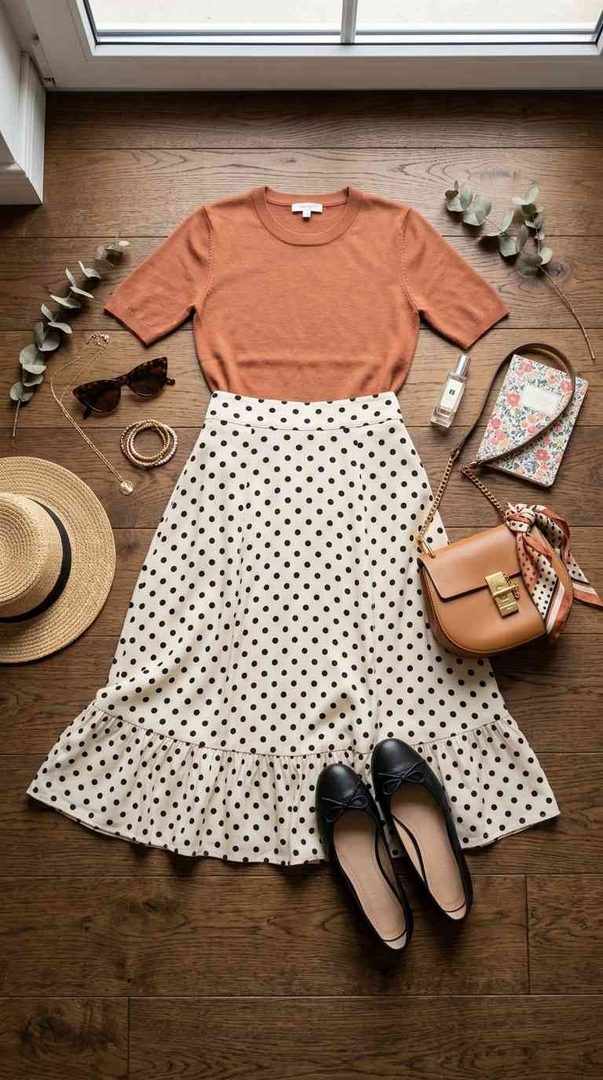 Polka Dot Skirt & Fitted Top