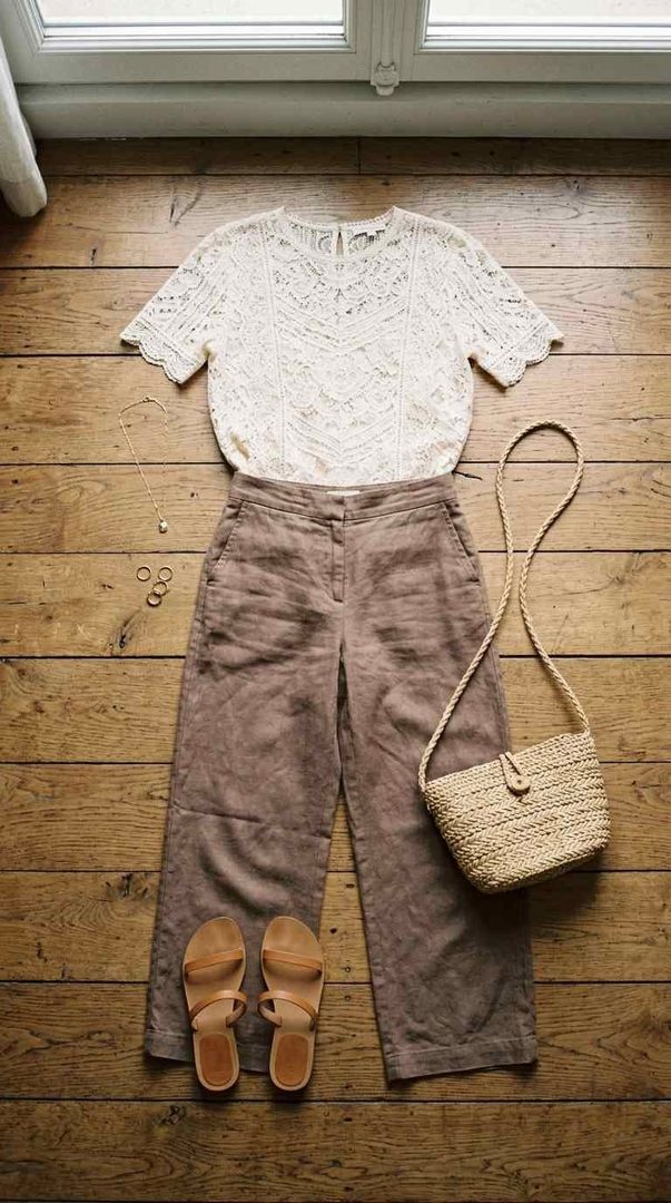 Lace Top & Relaxed Trousers