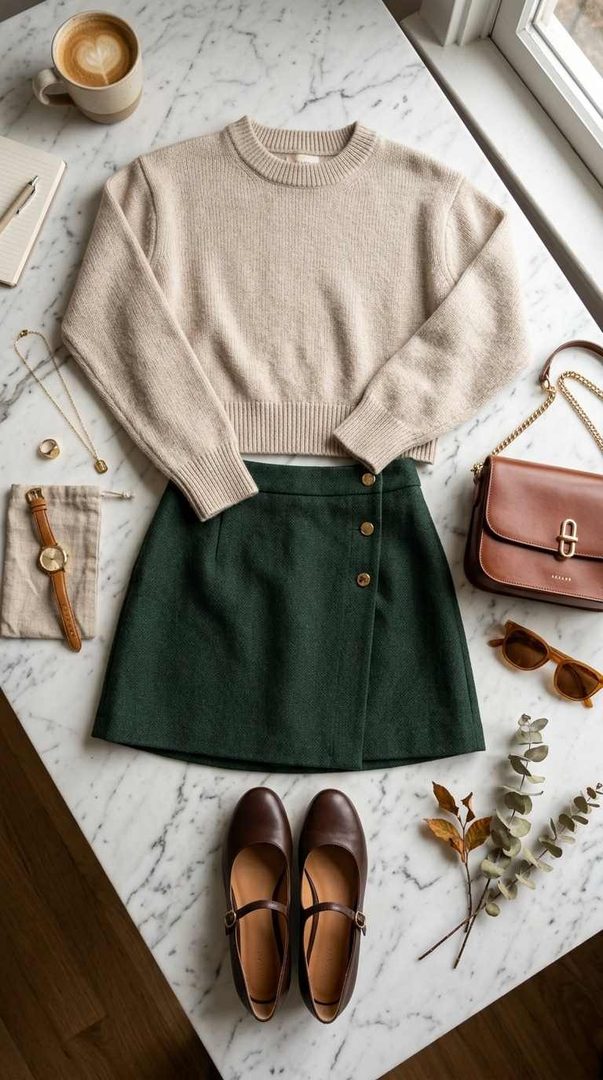 Structured Mini Skirt & Sweater