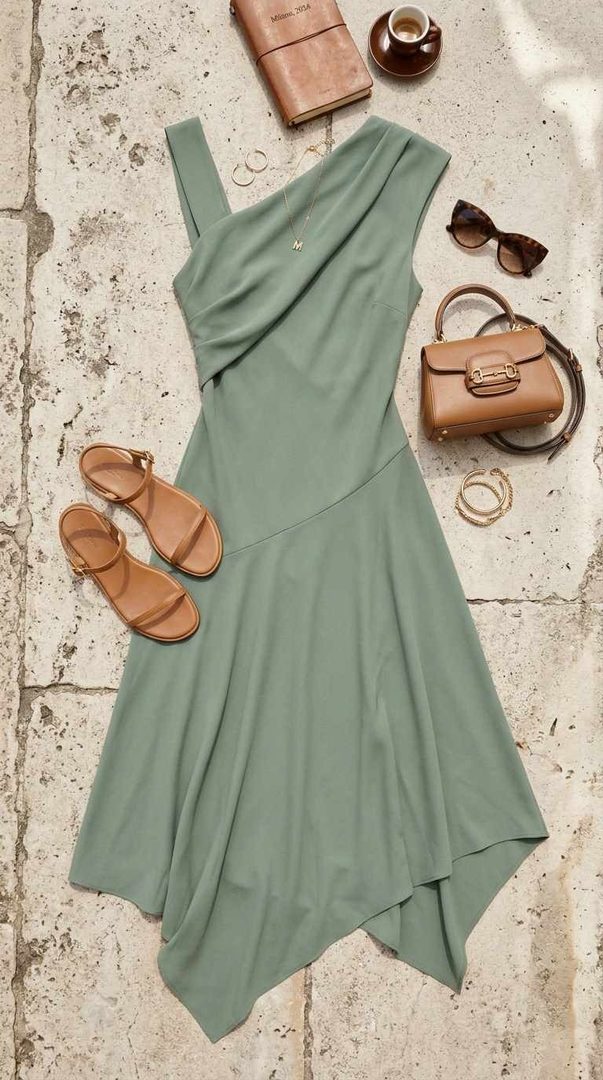 Asymmetric Midi Dress