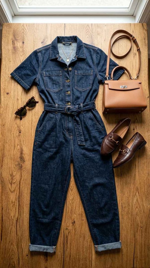 Denim Jumpsuit & Loafers