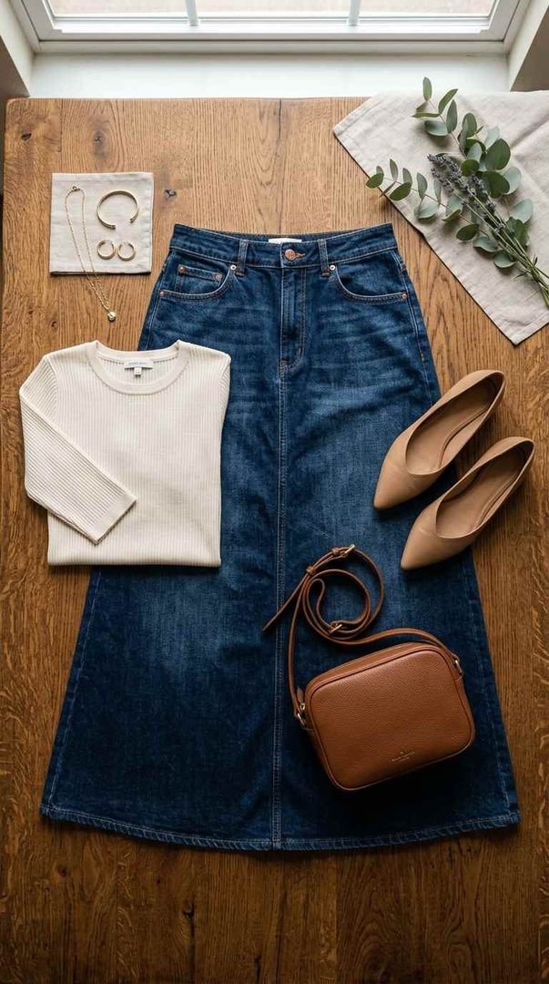 Denim Maxi & Pointed Flats