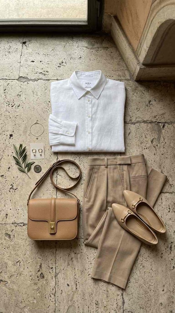 White Blouse & Tailored Trousers