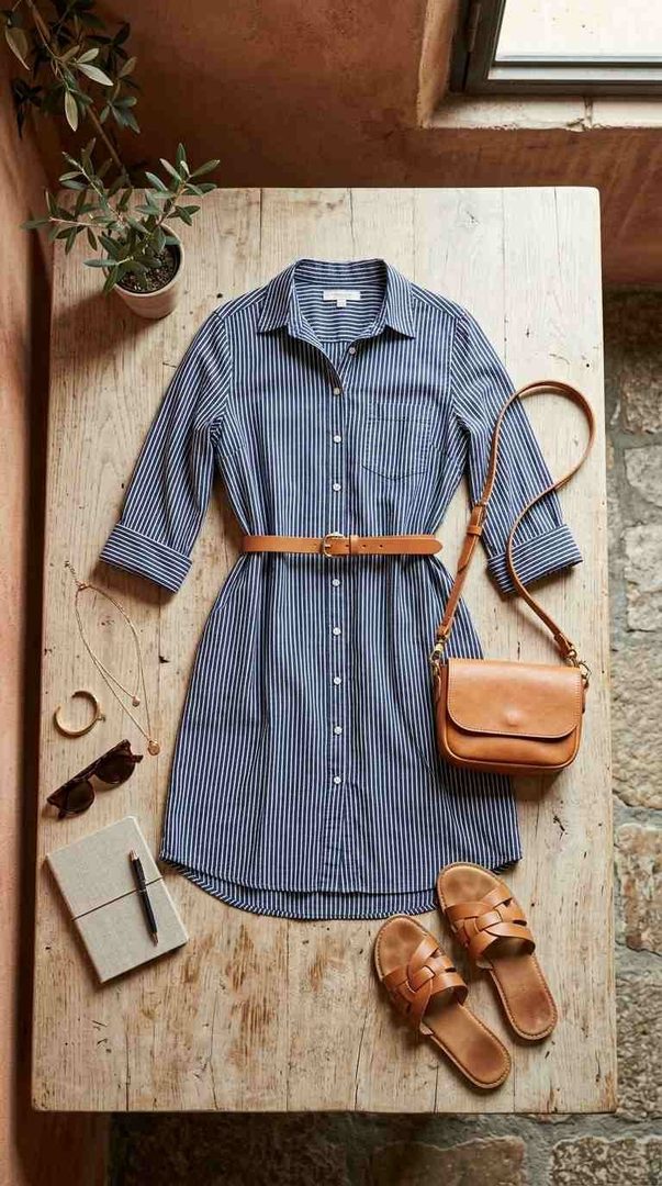 Cotton Shirt Dress & Crossbody Bag
