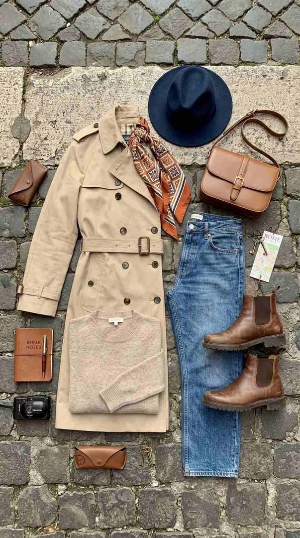 Trench Coat & Straight Jeans