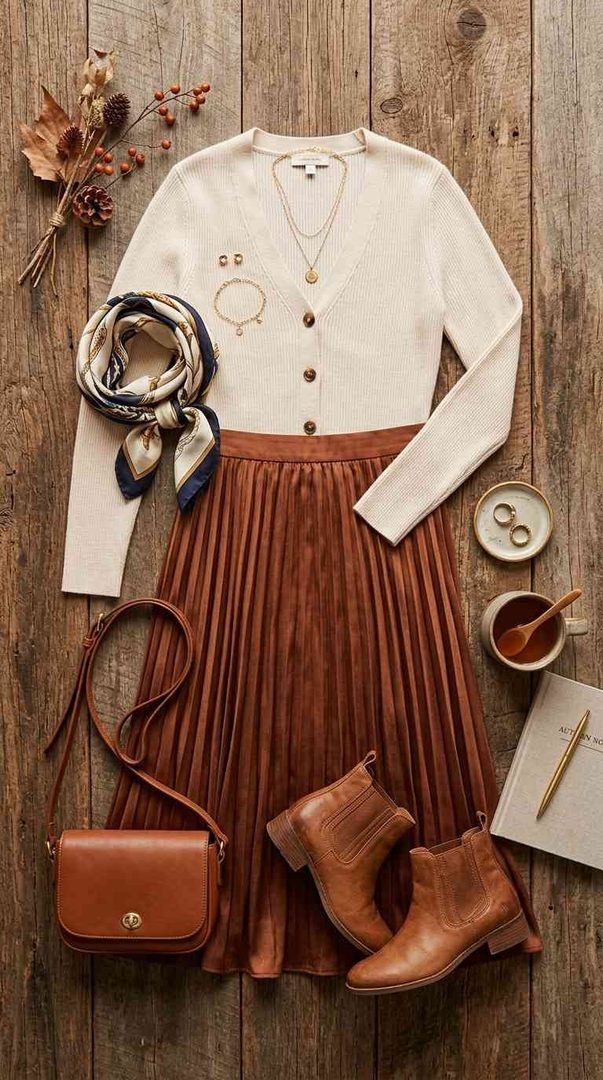 Cardigan & Midi Skirt