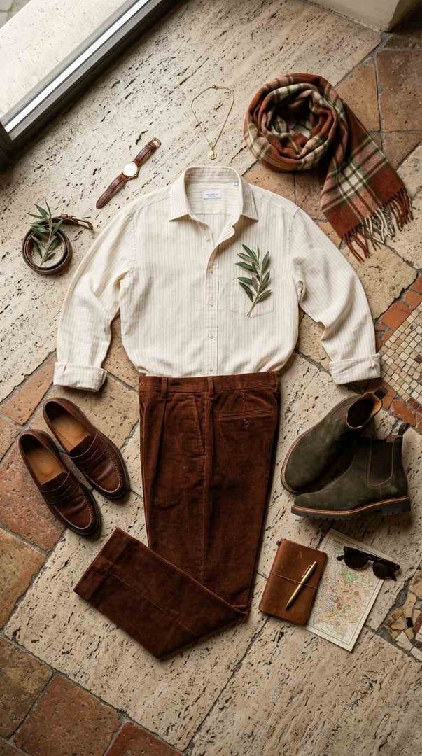 Button-Up & Corduroy Pants