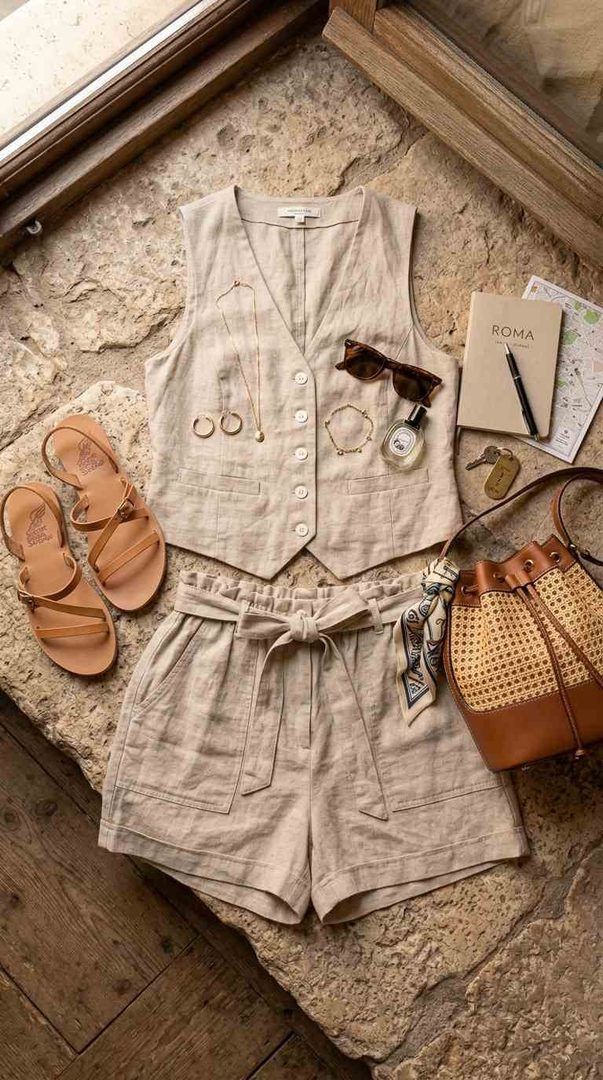 Linen Vest Shorts