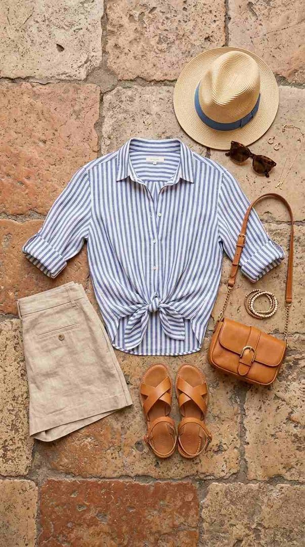 Striped Shirt Shorts