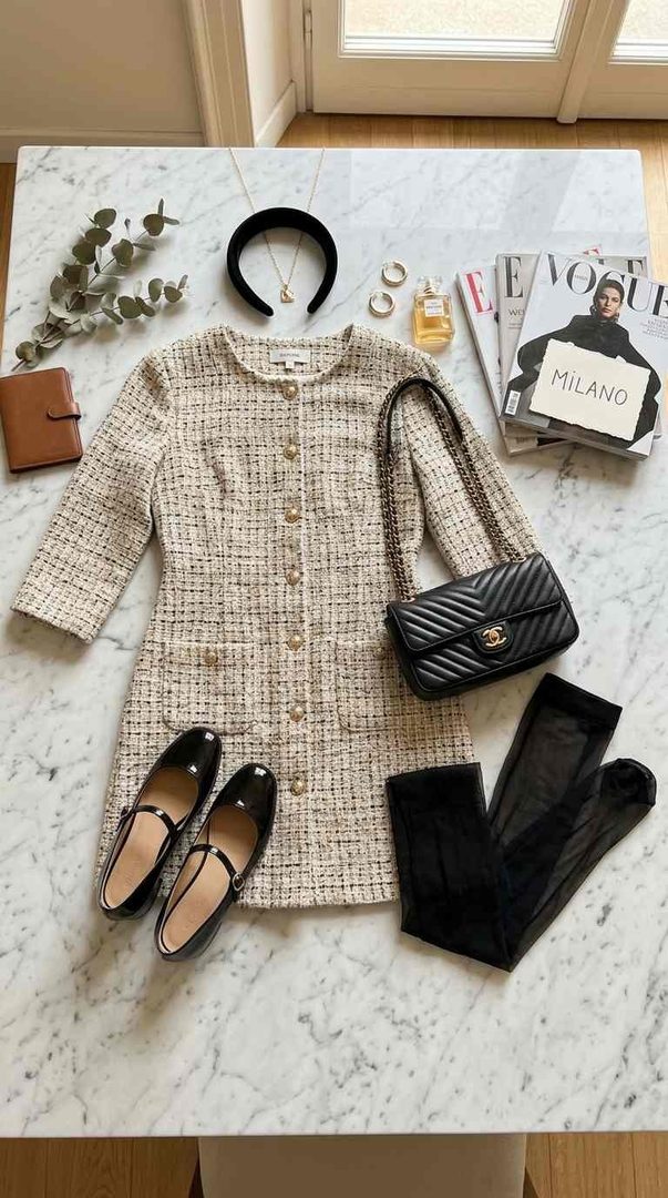 Tweed Mini Dress & Mary Janes